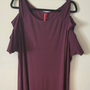 Love Scarlett Off Shoulder Cherry Wine Coloured Dress